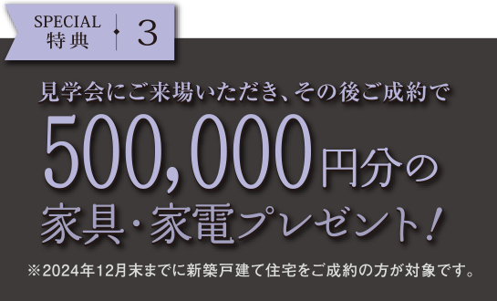 選べるインテリア品30万円分プレゼント！